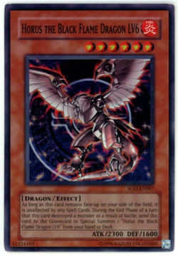 Yugioh TCG Horus the Black Flame Dragon LV6 SOD-EN007 Soul of the Duelist LP/MP - Image 1