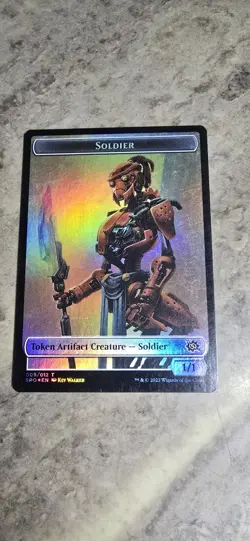 Powerstone Soldier (009) Double-Sided Token The Brothers' War Foil MTG LP - Image 2