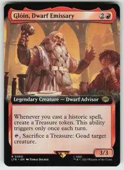 MTG Gloin, Dwarf Emissary (Extended Art) Normal Universes Beyond: LOTR #360 NM - Image 1