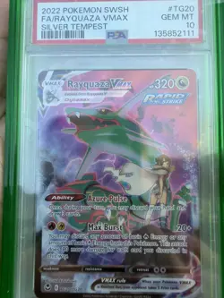 2022 POKEMON SWORD & SHIELD SILVER TEMPEST #TG20 FULL ART/RAYQUAZA VMAX PSA 10 - Image 2