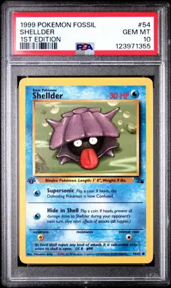 1999 POKEMON FOSSIL 1ST ED #54 SHELLDER PSA 10 - Image 1