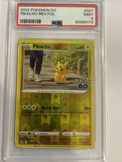 2022 Pokemon Go #027 Pikachu Rev Holo PSA 9 Graded Mint - Image 1