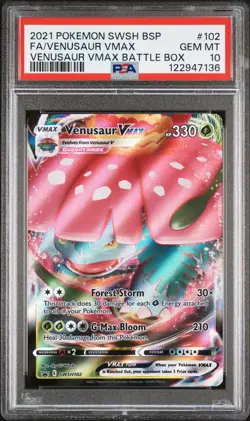 2021 Pokemon Swsh Black Star Promo Venusaur VMAX #102 Venusaur Battle Box PSA 10 - Image 1