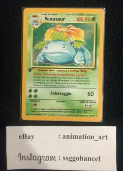 ITALIAN Venusaur Base Set 1st Edition 15/102 Holo Pokemon Card - Image 1