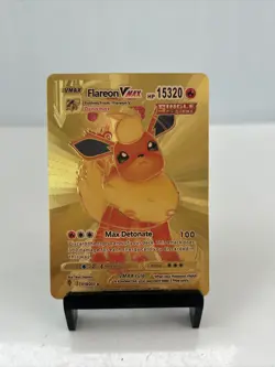 Flareon VMAX Metal Gold Foil Pokemon Card Fan Art Display Card HP15320 - Image 1