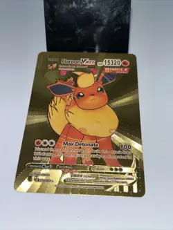 Flareon VMAX Metal Gold Foil Pokemon Card Fan Art Display Card HP15320 - Image 5