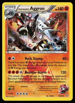 Team Magma's Aggron 14/34 Holo Rare Double Crisis Pokemon Card - Image 1