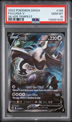 2022 POKEMON SWORD & SHIELD SILVER TEMPEST #186 FULL ART/LUGIA V PSA 10 - Image 1