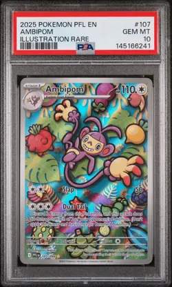PSA 10 AMBIPOM #107 ILLUSTRATION RARE 2025 POKEMON PFL EN PHANTASMAL FLAMES - Image 1