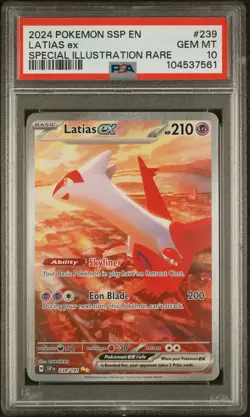 2024 POKEMON SSP EN-SURGING SPARKS SPECIAL ILLUSTRATION RARE LATIAS EX PSA 10 - Image 1