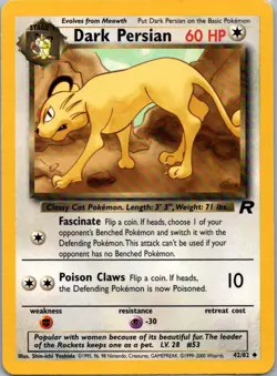Pokemon TCG Dark Persian 42/82 Team Rocket LP - Image 1