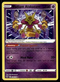 Pokemon TCG Silver Tempest #059/195 Radiant Alakazam NM - Image 1