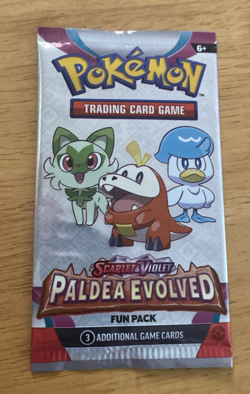 Pokemon Card - S&V Paldea Evolved - Fun Pack - 3 Cards - Factory Sealed Sample - Image 1