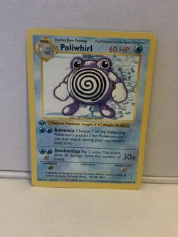 1st Edition Shadowless Base Set Vintage Poliwhirl Pokemon Card - Image 1