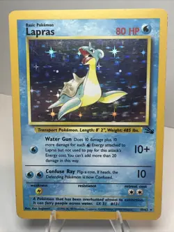 CREASE Lapras 10/62 Holofoil Fossil AUTHENTIC Pokemon Card 1999 - Image 1