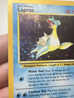 CREASE Lapras 10/62 Holofoil Fossil AUTHENTIC Pokemon Card 1999 - Image 2