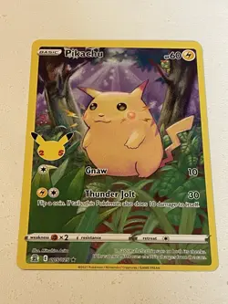 Pikachu 005/025 Full Art Holo 25th Anniversary Pokemon Trading Card - Image 1