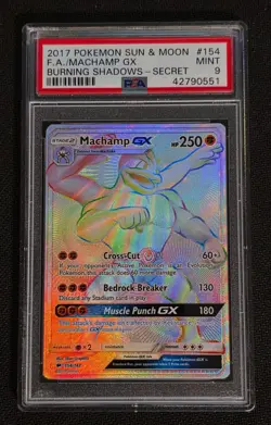 2017 Pokemon Sun & Moon Burning Shadows 135/147 FA Machamp GX PSA 9 - Image 1