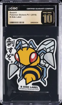 2018 POKEMON STICKERS PT. 1 B-SIDE LABEL BEEDRILL CGC 10 PERFECT - Image 1