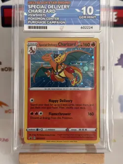 ACE 10 - Pokemon TCG Special Delivery Charizard Pokemon Centre SWSH075 LOW POP - Image 2