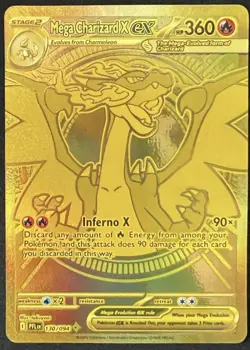 Mega Charizard X ex Gold Hyper Rare 130/094 Pokemon Phantasmal Flames English - Image 1