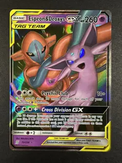 MINT Espeon & Deoxys GX 72/236 SM Unified Minds Holo Rare Pokemon TCG - Image 2