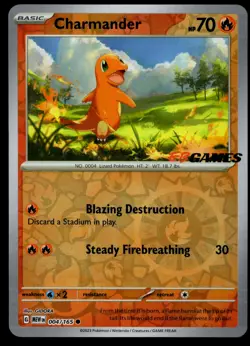 Charmander EB GAMES Promo 004/165 Reverse Holo 151 Stamp Pokemon TCG NM - Image 1