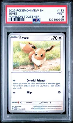 2023 POKEMON MEW EN-151 POKEMON TOGETHER #133 EEVEE PSA 9 STAMP PROMO - Image 1