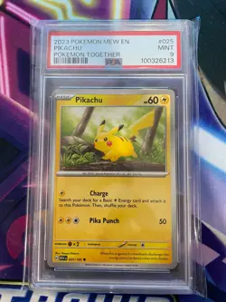 2023 Pokemon Mew En-151 #025 Pikachu Pokemon Together PSA 9 - Image 1