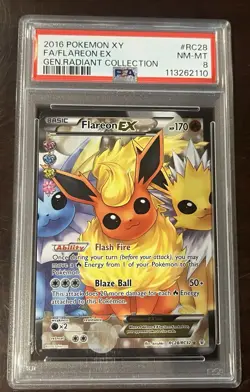 Pokemon Flareon EX Full Art Ultra Rare Holo RC28 Generations PSA 8 170 HP - Image 1