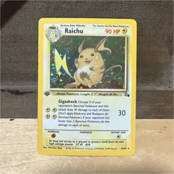 Pokemon Raichu Fossil 14/62 Holo Rare 1st Edition 90 HP English - Image 1