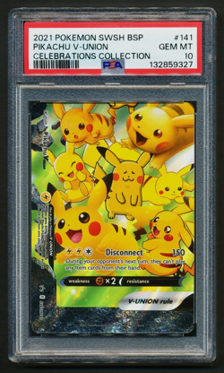 Pikachu V-Union SWSH 141 Black Star Promo Pokemon 2021 Celebrations PSA 10 GEM - Image 1
