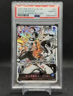 One Piece St22-001 JPN Ace & Newgate Black White Alt Art PSA 10 - Image 1