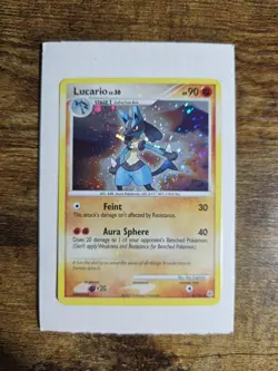Pokemon TCG Lucario Holo Card 6/130 Diamond and Pearl Double Swirl BLEED - Image 2