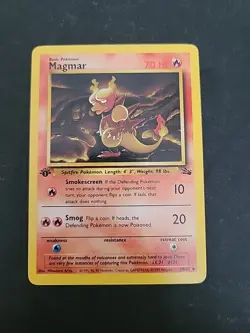 LP/ Stained 1999 POKEMON TCG FOSSIL SET 1ST EDITION MAGMAR CARD 39/62 - Image 1