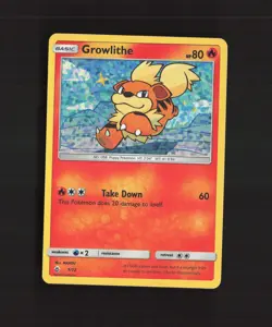 Growlithe 1/12 McDonalds 2018 Promo Holo Rare Pokemon Card LP - Image 1