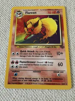 Pokemon TCG Flareon Jungle Holo Rare Card 3/64 - Image 1
