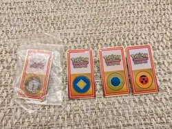 Four Pokemon Trading Card Game Johto Kanto Gym League Badge Collectible Pins - Image 1