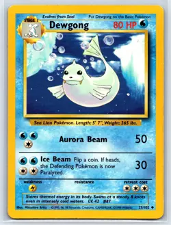 Dewgong #25/102 Base Set 1999 Uncommon LP Pokemon TCG - Image 1