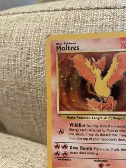 Pokemon TCG Moltres 12/62 Fossil Holo Unlimited (1999) HP Heavily Played - Image 2