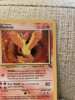Pokemon TCG Moltres 12/62 Fossil Holo Unlimited (1999) HP Heavily Played - Image 4