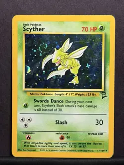 Scyther Holo Rare SWIRL #8/102 - Base Set two- 1999 WOTC Vintage Pokemon - Image 1