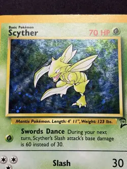 Scyther Holo Rare SWIRL #8/102 - Base Set two- 1999 WOTC Vintage Pokemon - Image 3