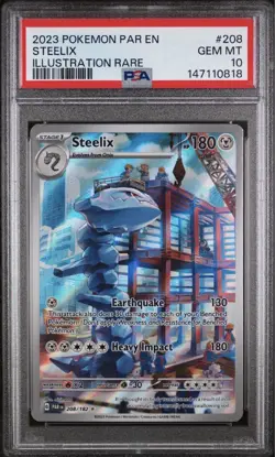 2023 POKEMON PAR EN-PARADOX RIFT #208 STEELIX ILLUSTRATION RARE PSA 10 - Image 1