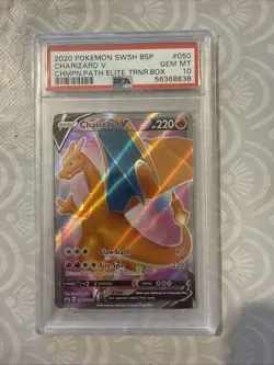 2020 Pokemon Charizard v SWSH050 Black Star Promo PSA 10 Gem Mint - Image 1