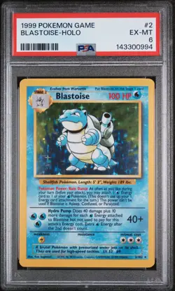 1999 POKEMON BASE SET UNLIMITED #2 BLASTOISE-HOLO PSA 6 - Image 1