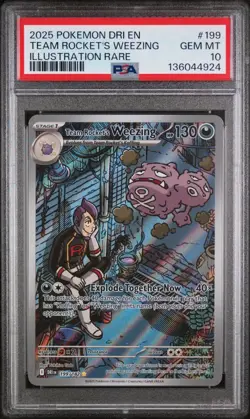 2025 Pokemon Dri En-Destined Rivals #199 Team Rocket's Weezing PSA 10 - Image 1