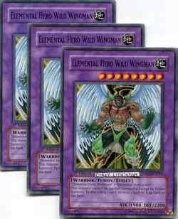 3 X YU-GI-OH ELEMENTAL HERO WILD WINGMAN 1ST ED COMMON MINT DP03-EN011 - Image 1