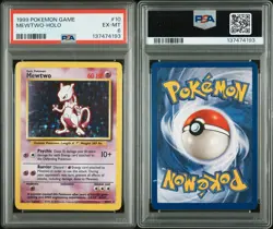 1999 Pokemon Base Set (MEWTWO HOLO) GRADED PSA 6 CARD # 10/102 - Image 2