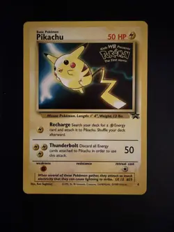 Pokemon TCG Pikachu 4 WOTC WB Movie Black Star Promo Stamped Pokemon Card LP - Image 1